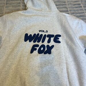 White fox grey and dark blue hoodie